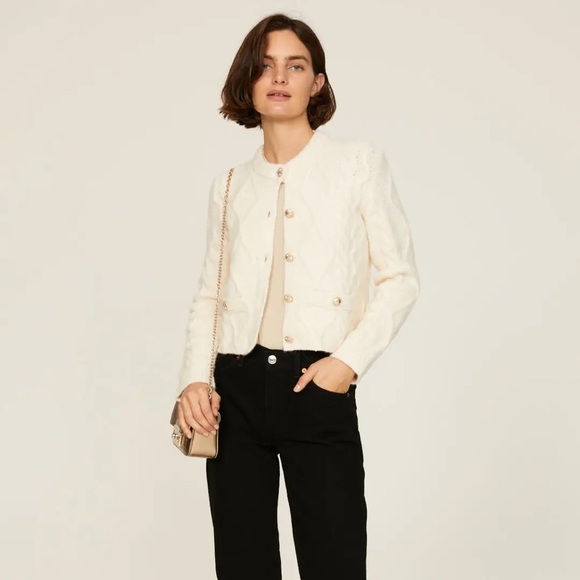 🆕 Maje Moxy Cable-Knit Button Down Cardigan - Picture 4 of 5